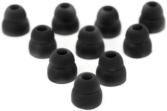 5 Pairs Double Flange Earbud Tips - Comfy Fit for Various Brands! (Black)