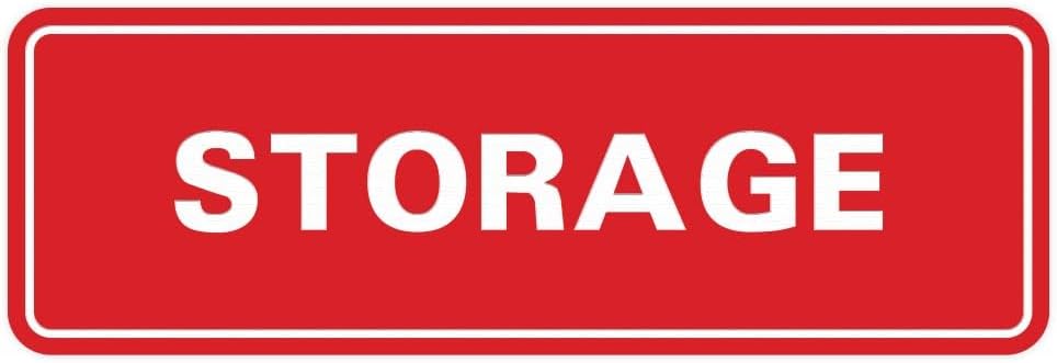 Standard STORAGE Door/Wall Sign - Red - Large 5 Pack for Clarity