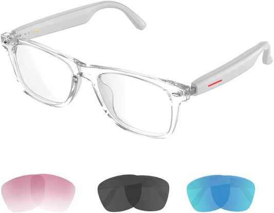 IVY Smart Bluetooth Audio Glasses - Blue Light Blocking & Sunglasses - White Frame