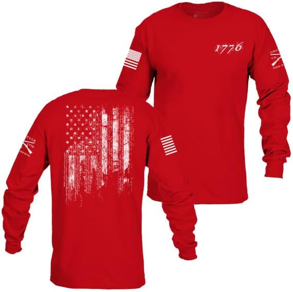 Grunt Style 1776 Flag Long Sleeve Men's T-Shirt for Comfort