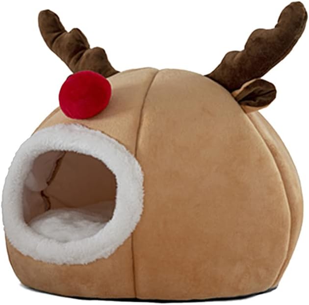 Cozy Reindeer Cave Bed for Pets by HERAON