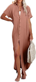 Dokotoo Womens Short Sleeve Button Down Beach Cover Up (Style 3S22)