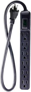 6 Outlet Surge Protector Mini Power Strip - Resettable Circuit Breaker