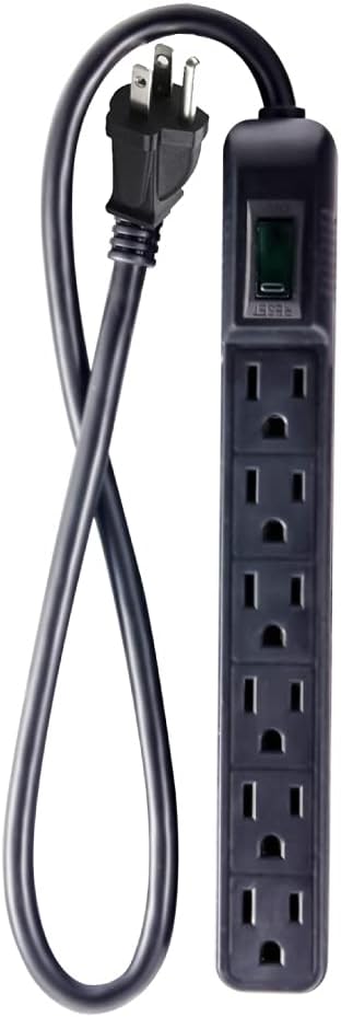 6 Outlet Black Surge Protector - Protect Your Devices!