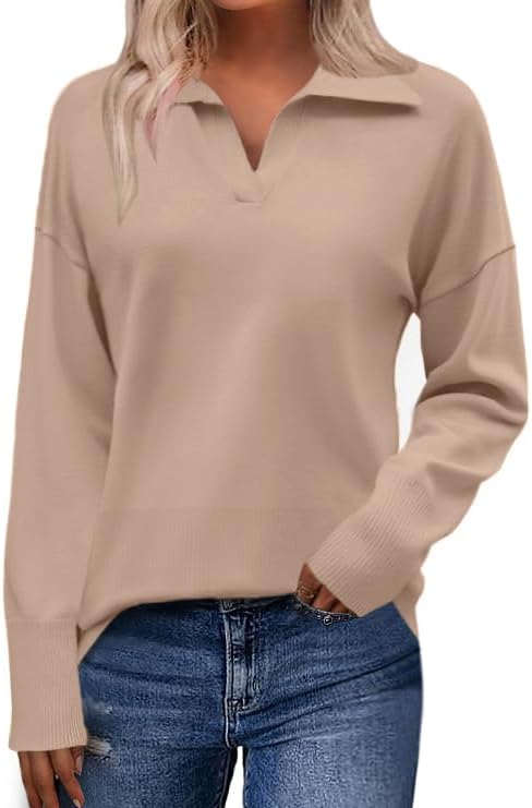 Zeagoo Women's V Neck Striped Sweater for Fall Fashion 2024