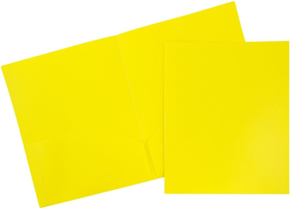 Durable Yellow 2 Pocket POP Folders for School and Office Use
