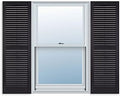 Exterior Louver Vinyl Window Shutters 15 in x 35 in Pair - Classic