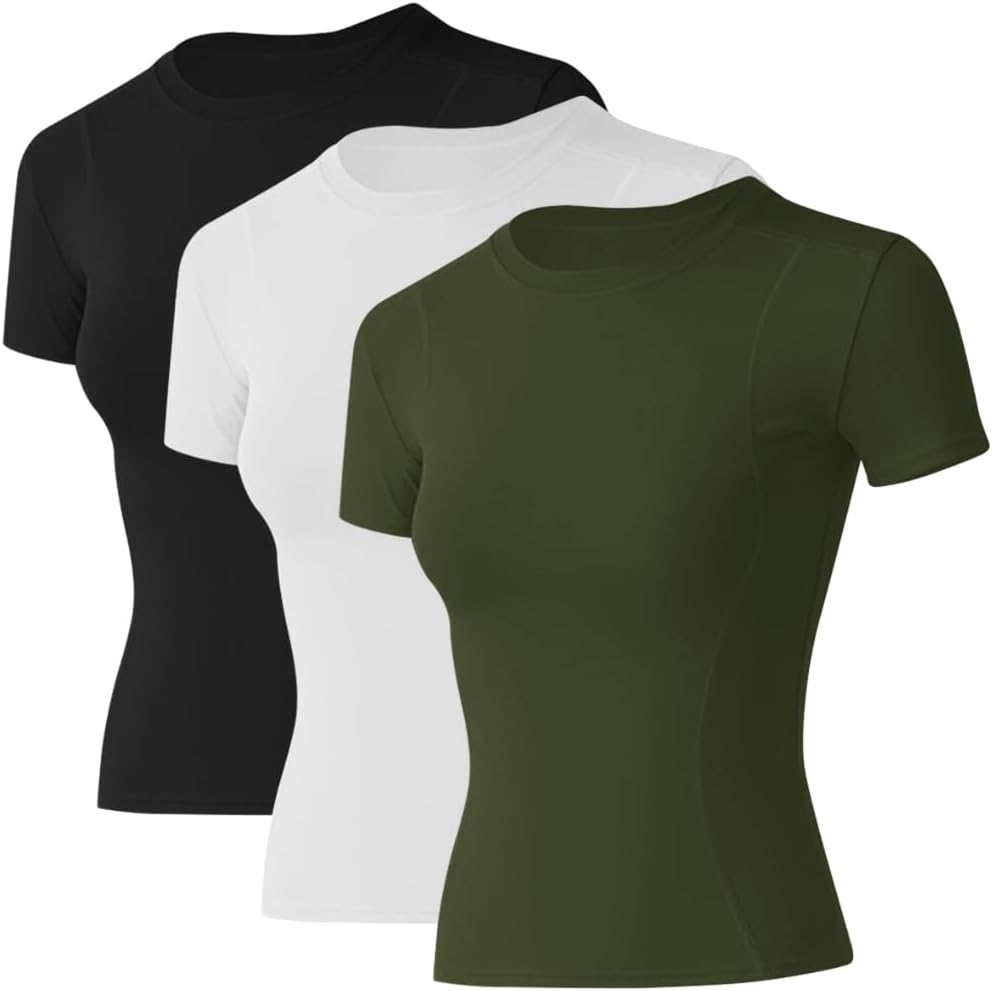 Loovoo Women Workout Shirts Athletic Compression Tee for Gym