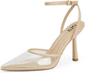 Closed Toe Ankle Strap Heels for Women - Clear Stiletto Pointed Pumps