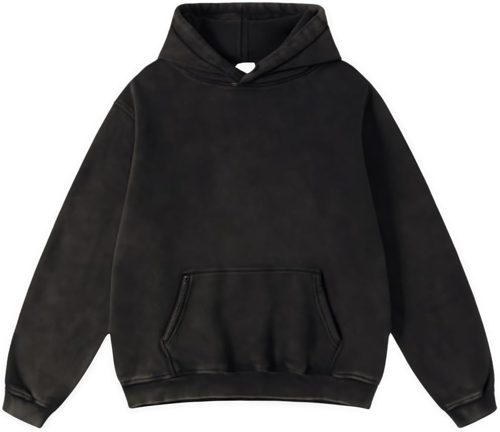 Oversize Men's Vintage Hoodie Zip Up Long Sleeve Sweatshirt