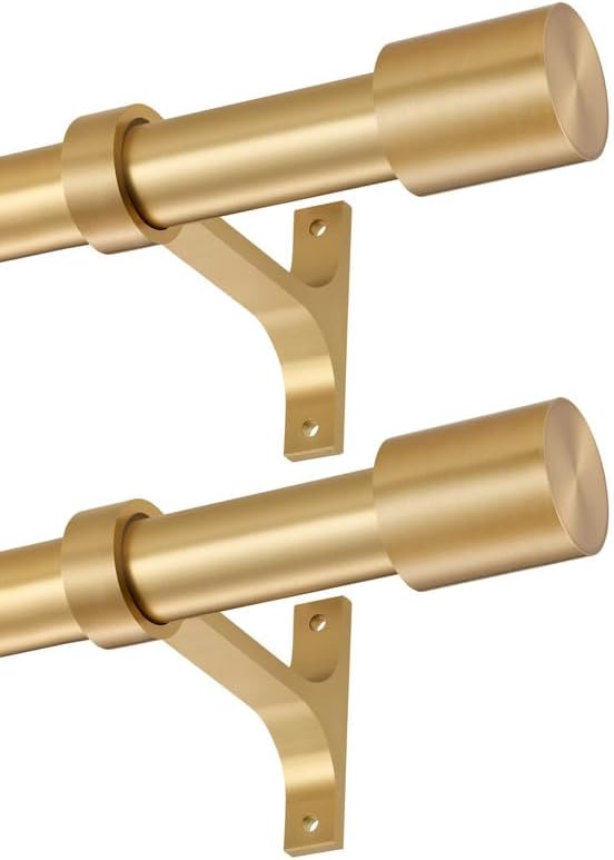 Stylish 2 Pack Curtain Rods for Window 72-144 in Warm Gold