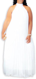 Aro Lora Womens Casual Sleeveless Plus Size Chiffon Halter Maxi