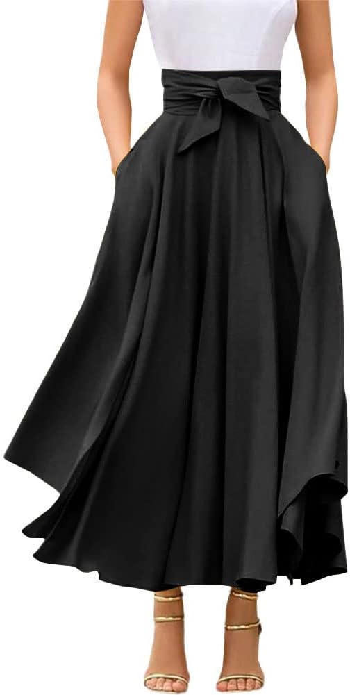 Chouyatou Women's Elegant High Waisted Maxi Skirt with Pockets