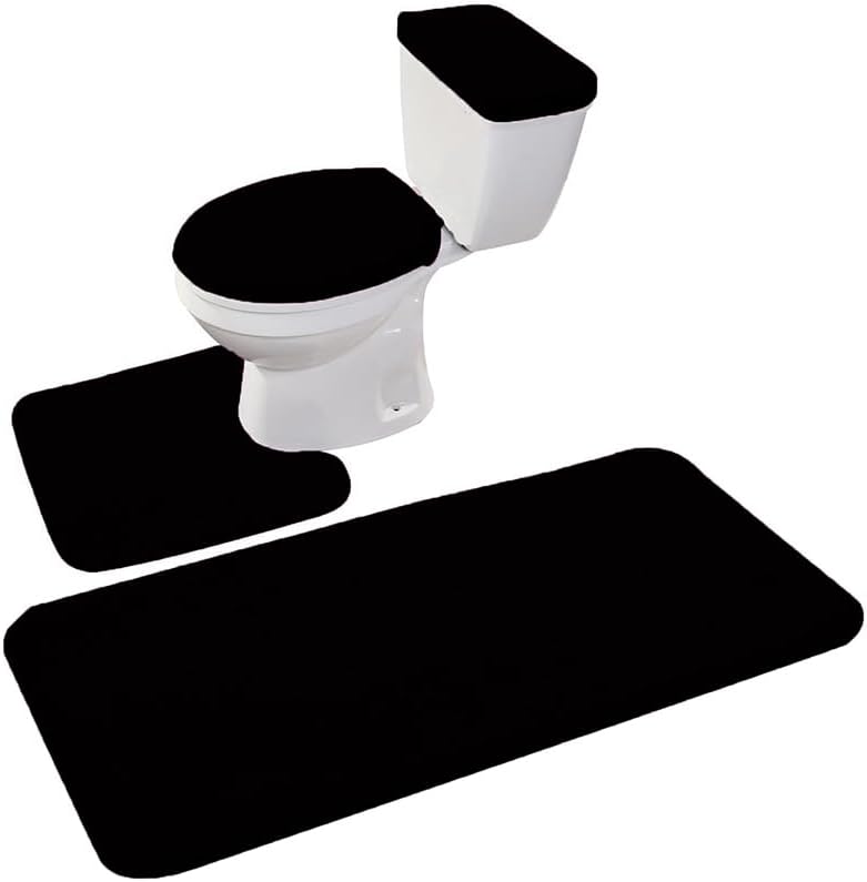 Madeals Memory Foam Runner Bathroom Rug Set 4 Piece Black