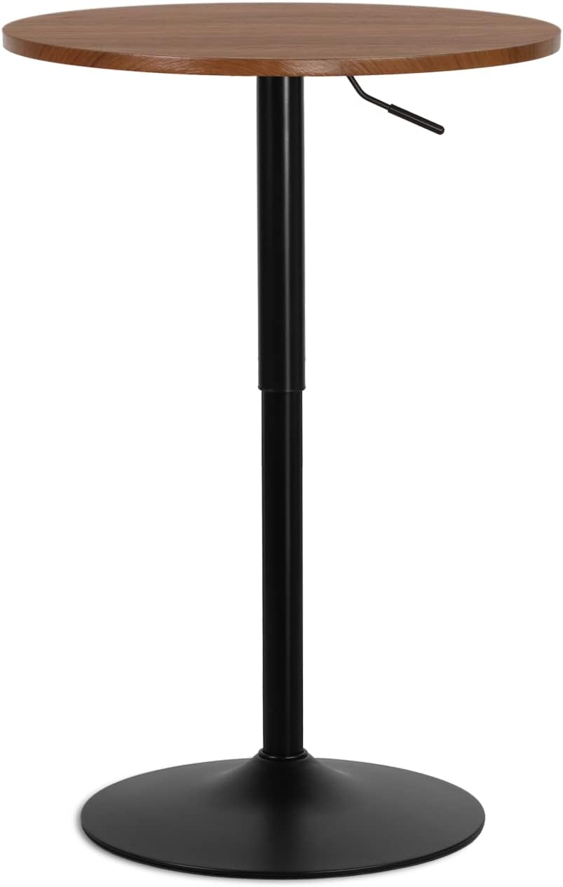MoNiBloom Rotating Bar Table: Adjustable Height, Stylish Wood Texture Top