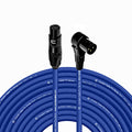 Balanced XLR Cable Female to Right Angle XLR Male - 150 Ft Blue