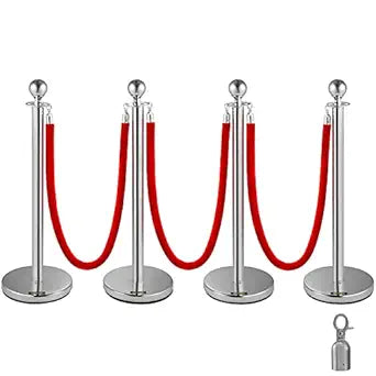 VEVOR Crowd Control Stanchion Set with Red Velvet Rope for Events