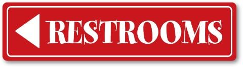 GRX1124 Aluminum Sign for Restrooms with Left Arrow Design