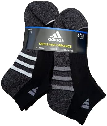 adidas Men's Low Cut Socks 6 Pack for Shoe Size 6-12 Black