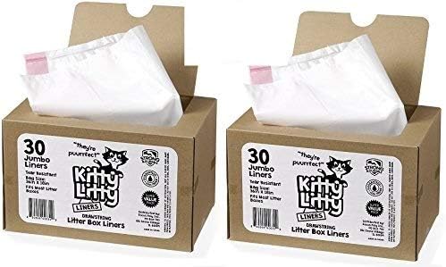 Cat Litter Box Liners 60 Count Drawstring for Easy Cleanup