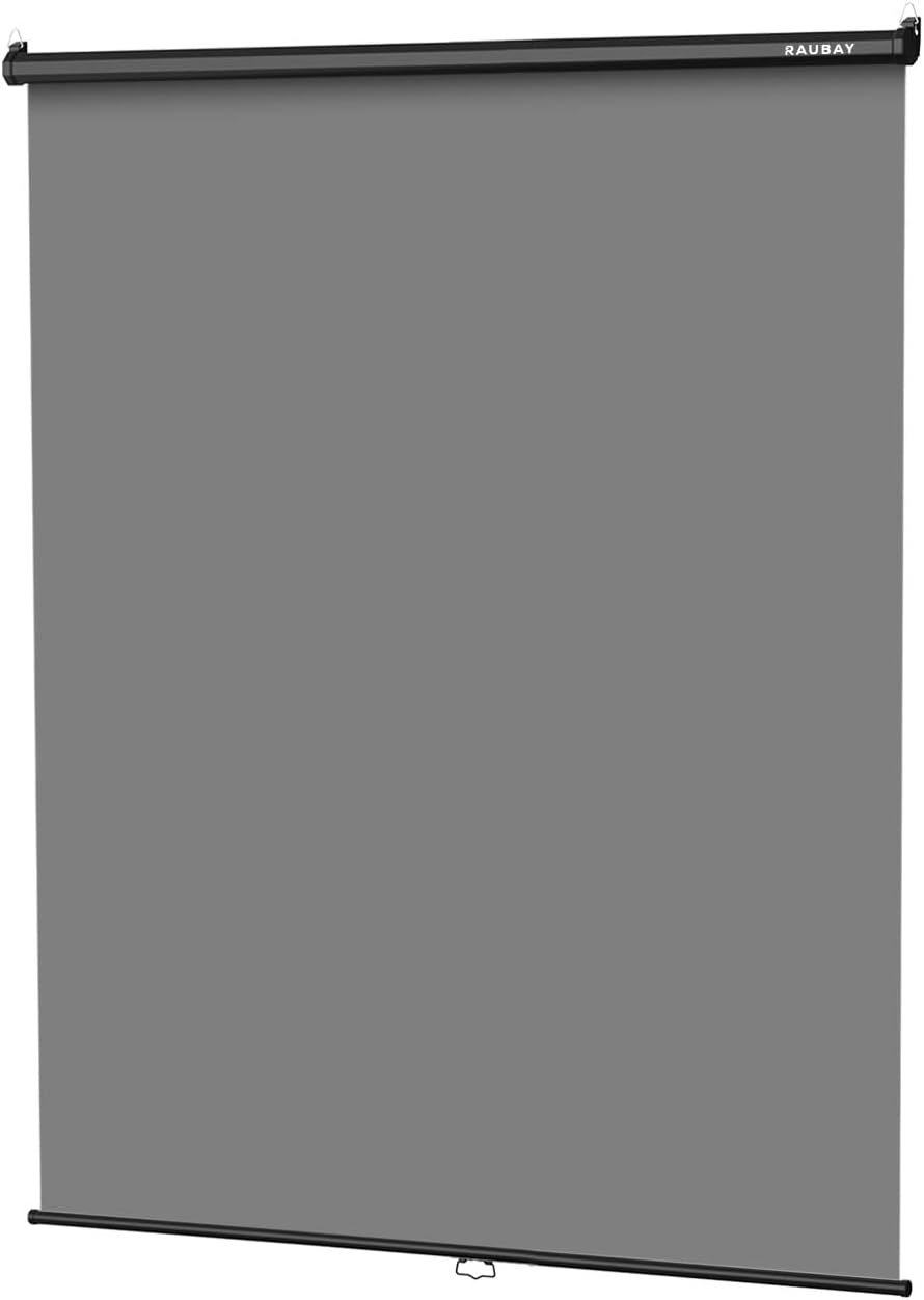 RAUBAY Retractable Pull Down Grey Screen for Video Production