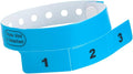 500 WristCo Neon Blue 3 Tab Vinyl Cash Tag Wristbands - Event Security