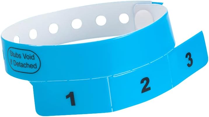 500 Neon Blue Vinyl Cash Tag Wristbands for Events - Durable & Secure