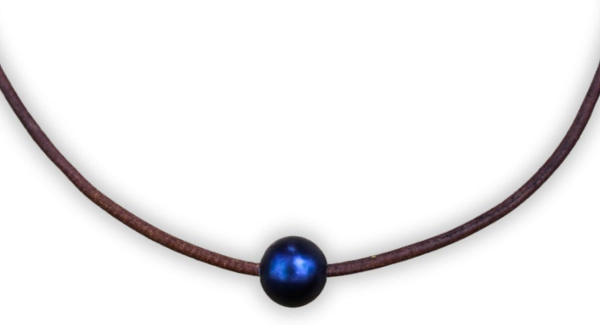 925 Silver Necklace Pendant with Leather Cord and Pearl Elegance