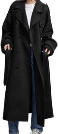 Wool Midi Long Winter Coat - Classic Double Breasted Trench for Cold