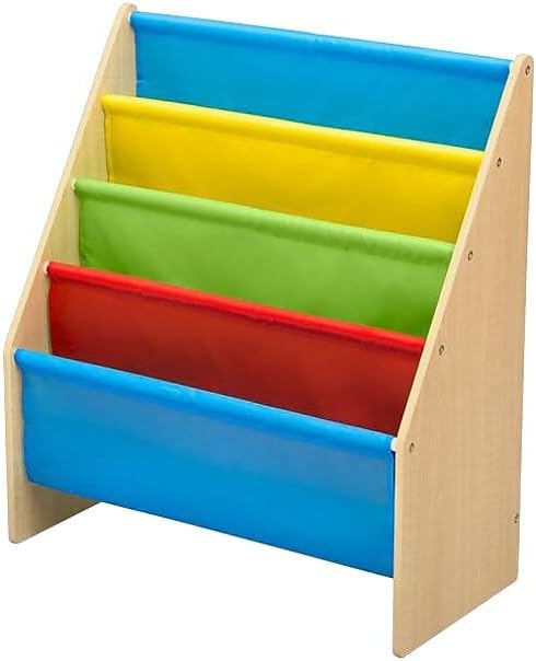 Delta Children Sling Book Rack: 4-Tier Wooden Bookshelf for Kids