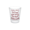 Personalized wedding favor shot glasses Frosted - Custom Names & Date