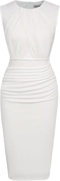 Ruched Bodycon Midi Dress - Flattering Twist Front Cocktail Dress
