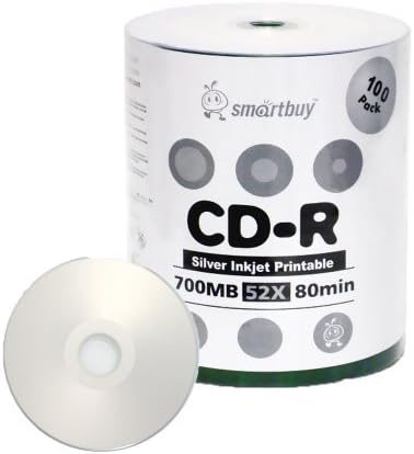 Smartbuy 700mb 80min 52x CD-R Silver Inkjet Printable Discs