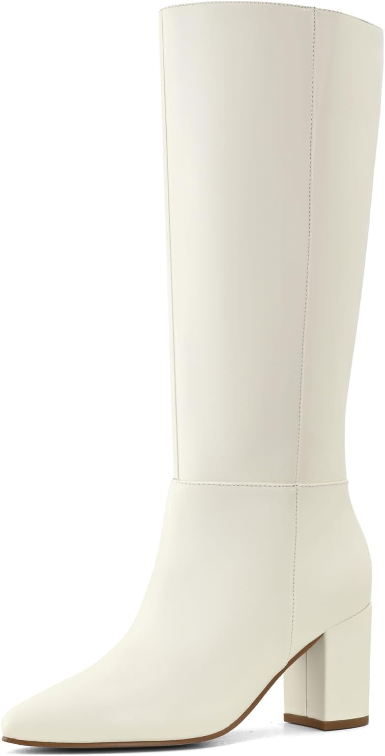 Shoe'N Tale Knee High Boots for Women with Chunky Block Heel