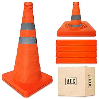Collapsible Traffic Cones for Parking Lot Safety - 4 Pack