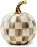 Mini Pumpkin Resin Halloween Home Decor - Mocha Check Accent