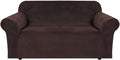 Stretch Velvet Loveseat Cover for 2 Cushion Sofas - Chocolate