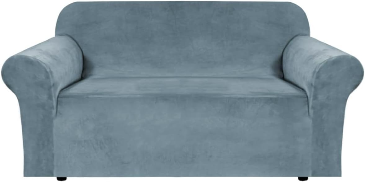 H.VERSAILTEX Stretch Velvet Loveseat Covers for 2 Cushion Couch