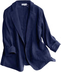 Linen Blazer for Women 3/4 Sleeve Lightweight Summer Jacket