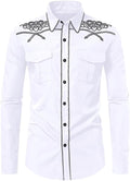 KISSQIQI Mens Western Cowboy Shirt Casual Button Down Style