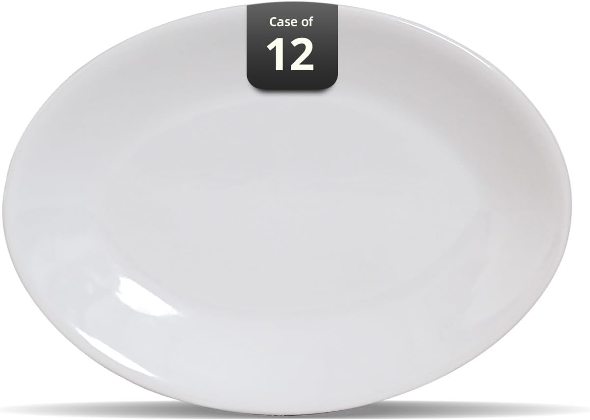 Stoneware Coupe Dinnerware Set, Bright White Oval Platter 13.5in