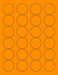 8-1/2 x 11 in Neon Fluorescent Round Labels 1.66 in - Bright Orange
