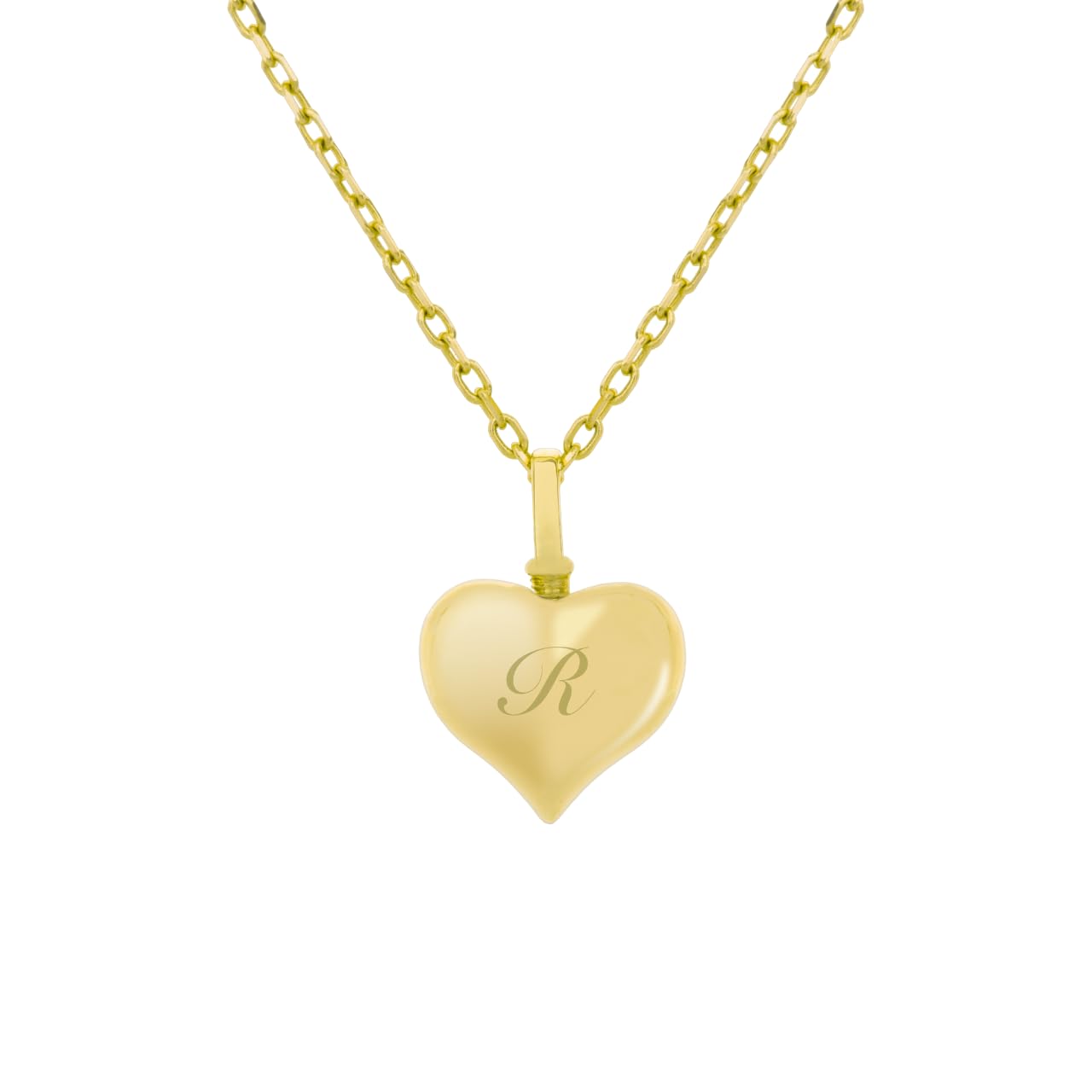 Solid Gold Puffy Heart Pendant for Ashes Holder Memorial Jewelry