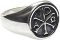 Chi Rho Christian Mens Ring 925 Sterling Silver - Handmade Signet