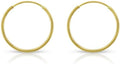 14k Solid Gold Endless Hoop Earrings - Lightweight Everyday Wear