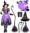 Light-up Witch Costume for Girls - Purple Print Dress Set