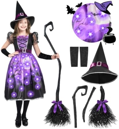 Light-up Witch Costume for Girls - Perfect for Halloween Fun