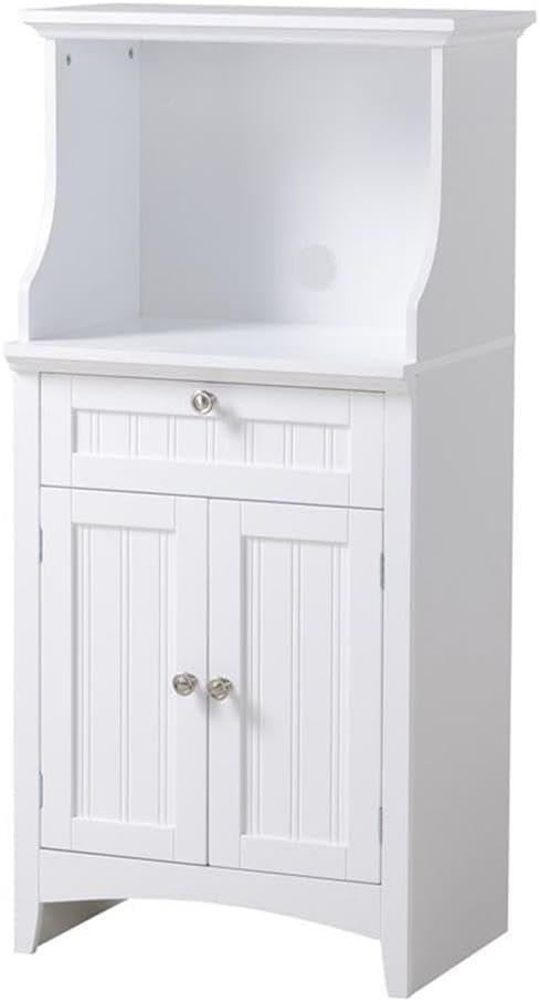 Compact White Utility Cabinet with Drawer