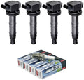 Ignition Coil Pack 4PCS + Platinum Spark Plug Replacement - Reliable