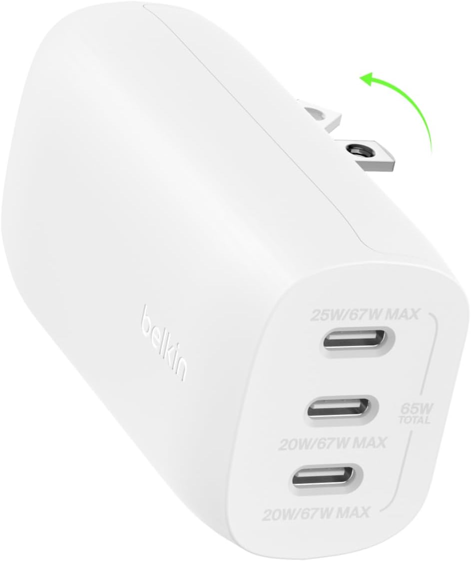 Belkin 3-Port USB C Charger Block 67W for Fast Charging Needs